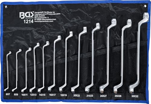 BGS 1214 - Jeu de clés à œil doubles - coudées - 6 x 7-30 x 32 mm - 12 pièces