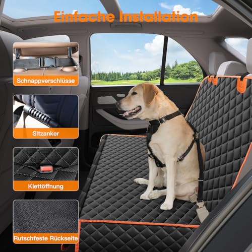 JOEJOY Hundedecke Auto Rückbank, Hundeschutz Auto Rückbank Kratzfeste und Wasserabweisende, Autoschondecke Hund Rücksitz, Rücksitzschoner Hund, 137 x 120 cm Schwarz