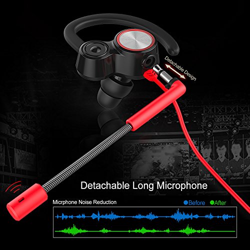 Fesjoy V6 3.5mm Gaming Headset In Ear Dinamico Dual Driver Auricolare Musica stereo Cuffie Noise Isolating con microfono staccabile Compatible with telefono cellulare Laptop Desktop Computer Game