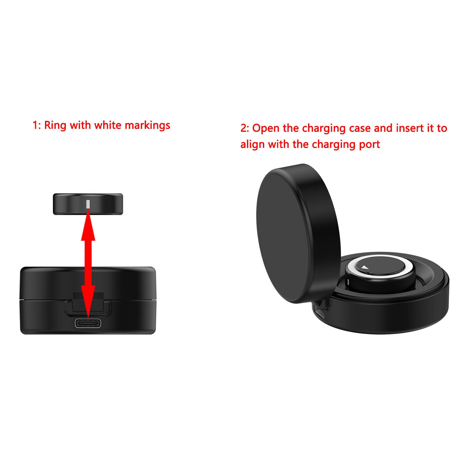 Yosoo Health Gear Estuche de Carga Apto para Ring Gen 4 Estuche de Cargador de Anillo Inteligente ABS con Batería de 70 MAh Tipo C Base de Viaje Portátil de Carga Rápida para Usuarios de Cerámica (10)