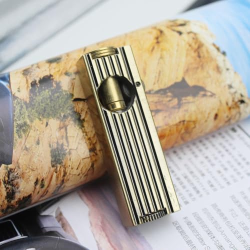 Image of Smoke King Bohemian Gold Antique Vintage Lighter - Reusable Windproof Trench Lighter with Horizontal Pull-Out Ignition, Collection & Gift (Brass)