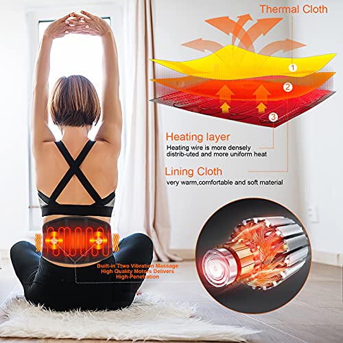 CUEHEAT Heating Pad for Back Pain Relief - Battery Powered Heating Wrap Lower Back Pain Relief for Men Heated Back Brace, Heat Pad with Massage for Back Belly (Black, 49 inches) - Thumbnail 4