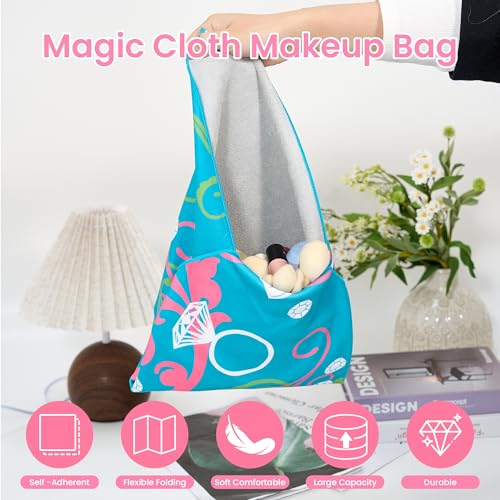Image of Self-Adhesive Magic Cloth Portable lazy Makeup Bag Cosmetic Pouch Widely Used for Camera Lens Wrap,Protective Cover Laptop Sleeve,Folding,Washable(21.7 inch X 21.7 inchCrown)