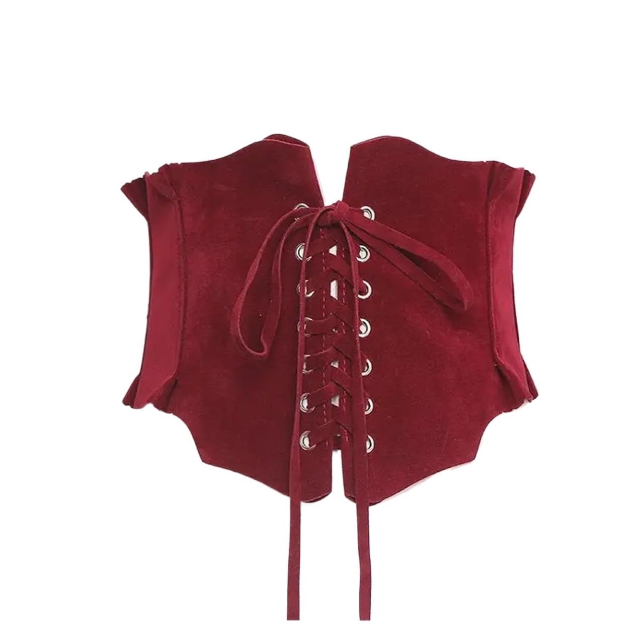 Lnnxsz Women's Dark Red Corset Belt Runway Fashion Faux Suede Leather Bandage Cummerbunds Dress Corsets Waistband Belts Decoration Wide Belt(Dark Red)