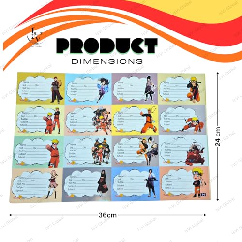 Image of Name Stickers for Notebooks & Books - Pack of 64 Durable Labels | School Stationery Essentials | Name Slips & Book Labels (Anime)