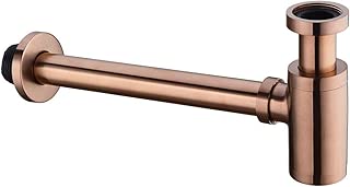 Brass Bottle Trap, Nicmondo 1 1/4 Round Decorative P Trap, Adjustable Waste Traps Drain Tube Plumbing Bathroom Sink Basin, Brushed Rose Gold - coolthings.us