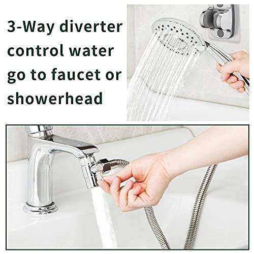 Sink Hose Shower Sprayer Attachment - Faucet Extension W/ 5 Adapters For Bathroom Bathtub, Kitchen Faucet, Utility Laundry Tub, Garden Hose Thread Spout For Delta, Moen, Kohler, American Standard #TOP2