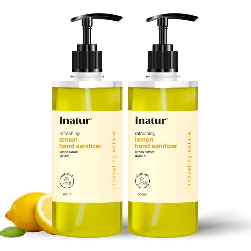 Image of inatur Refreshing Hand Sanitizer Gel Combo | Alcohol-Based, Antibacterial, Kills 99.9% Germs | Safe on Skin & Surfaces | Hand Sanitizer 500ml | Perfect Disinfectant Gel for Hygiene & Protection