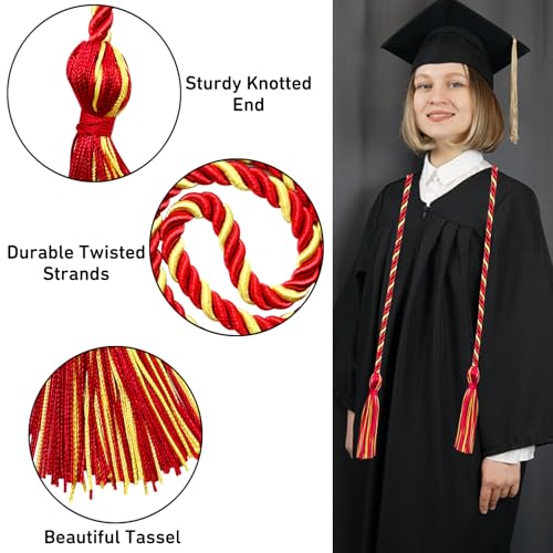 Image of Graduation Honor Cords Red and Gold Graduation Cords with Tassels, 67 inch Long for Graduation Students