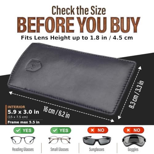 Image of ALLEN & MATE Genuine Leather Eyeglass Case, Slim Slip-In Reading Glasses
