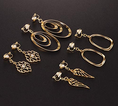 15 Pairs Gold Clip On Earrings For Women Fashion-Celtic Knot Earrings,Long Bar Earrings,Tear Drop Earrings Clip On Hoop Earrings For Women-Clipon Earrings For Womens Clip On Earrings For Girls (#3) #TOP5