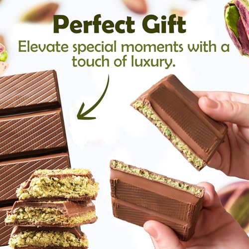 Dubai Chocolate Kunafa Pistachio Bar – 7oz | Handmade Luxury Dessert with Crunchy Kataifi & Creamy Filling, Gift for Any Special Occasion, 75% Pistachio