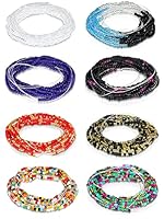 8 Pieces 50 Inch Handmade Waist Beads African Belly Beads Chain Plus Size Women Belly Body Beads Jewelry, Medium, glass, cotton, glass, cotton