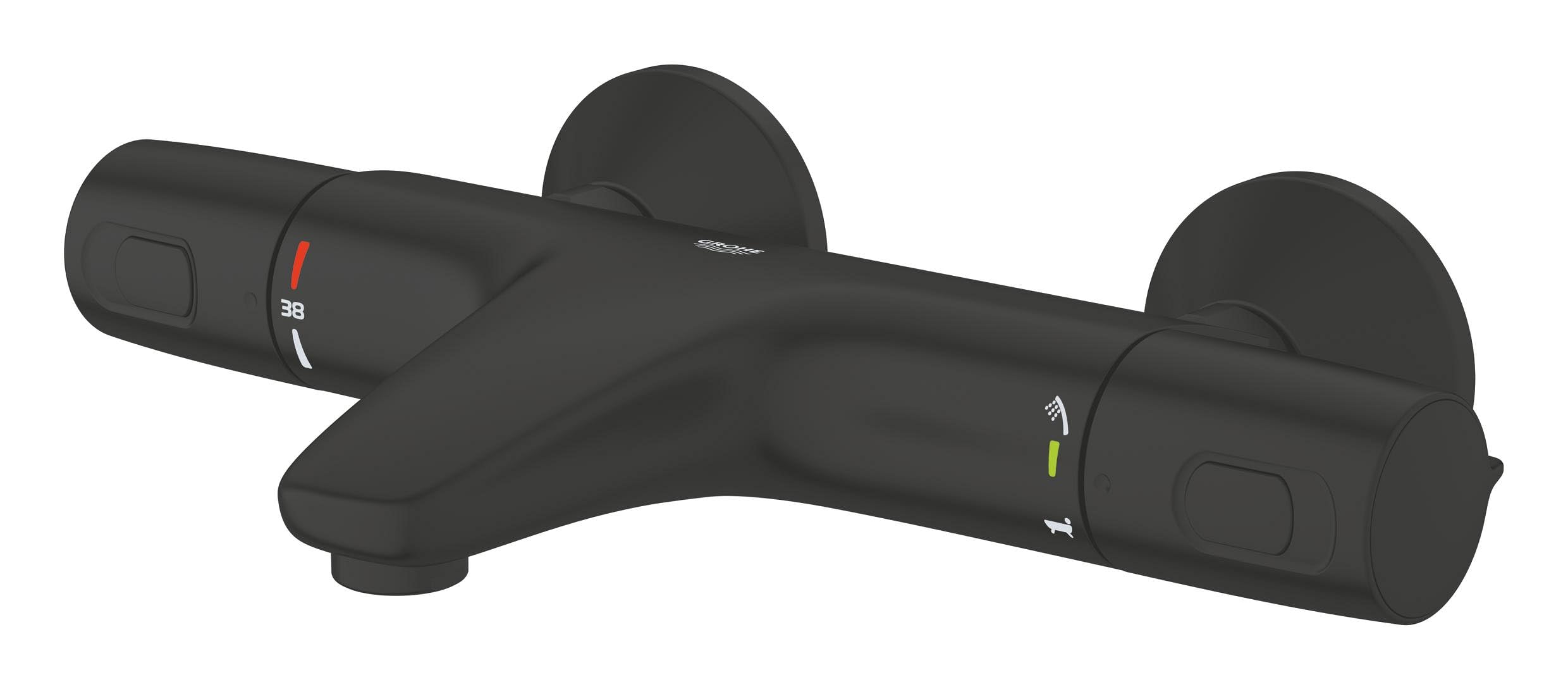 GROHE 1022162432 Precision Trend THM Bath Exp - Grifo termostático para bañera (1/2", color negro mate)