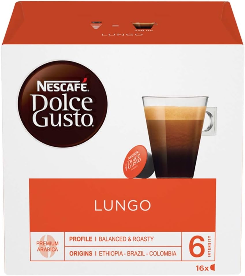 Dolce Gusto Lungo Coffee Pods, 16 Capsules (Pack of 3, Total 48 Capsules, 48 Servings)
