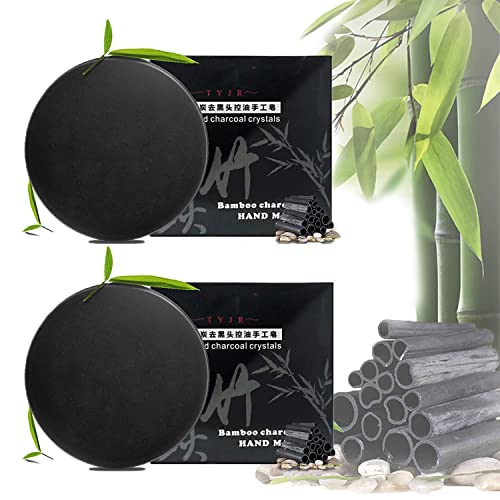 LOSE Bamboo Charcoal Blackhead Remover Soap, Bamboo Charcoal Soap, Natural Bamboo Charcoal Soap, Blackhead Removal Soap, Fast and Gentle Removal of Blackheads (2PCS)