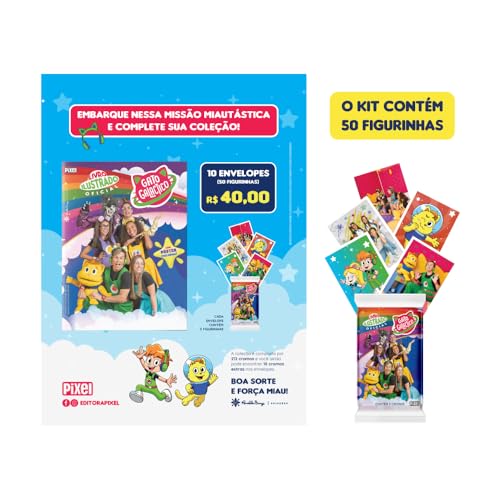 Kit de 10 envelopes com 50 cromos – Álbum oficial Gato Galáctico: