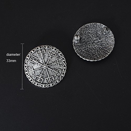 Medieval Viking Brooch Pin Set-Vintage Brooch Pin For Women Pagan Brooch Norse Viking Jewelry Pagan Amulet Brooch Wiccan Accessories Viking Round Brooch Set With Viking Rune Symbol (Brooch 01) #TOP3