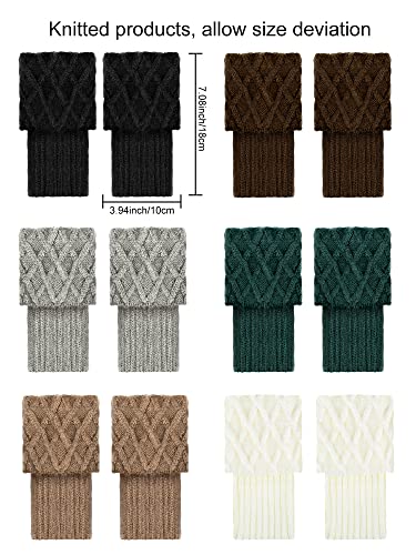 SATINIOR 6 Pairs Women Winter Boot Cuffs Socks Cable Knitted Cuffs Socks Short Knitted Leg Warmers Button Boot Toppers3