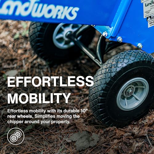 Landworks Wood Chipper Shredder Mulcher, Heavy Duty, 7 HP Gas Powered, Compact Rotor Assembly, 3 Inch Max Capacity