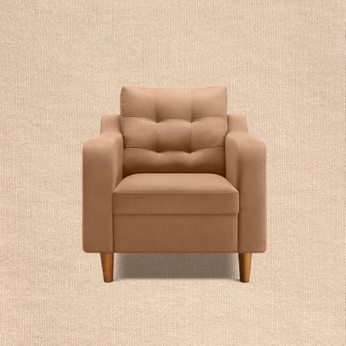 Image of Duroflex Ease Plus - 1 Seater Sofa Set for Living Room | 3 Year Warranty | Premium Wooden Frame Sofa | Anti-Pilling Fabric, Fade & Termite Resistant | Comfortable & Durable Couch - Latte (Beige)