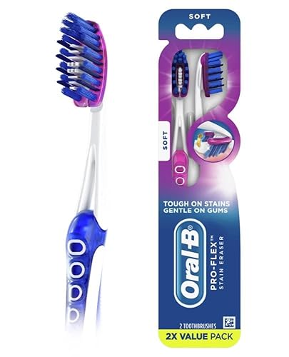 Oral-B Cepillos de dientes 3D White Luxe Stain Eraser, suaves, 2 unidades