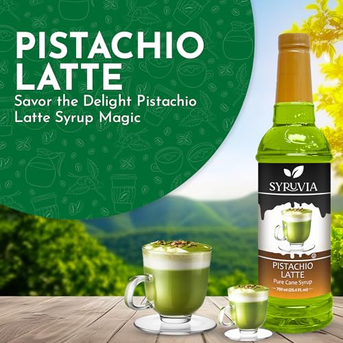 Syruvia Pistachio Latte Syrup (25.4 fl oz) - Nutty Bliss for Your Latte Moments – Kosher, Gluten-Free, Perfect for Creating Irresistibly Rich Pistachio Latte Beverages - Image 3