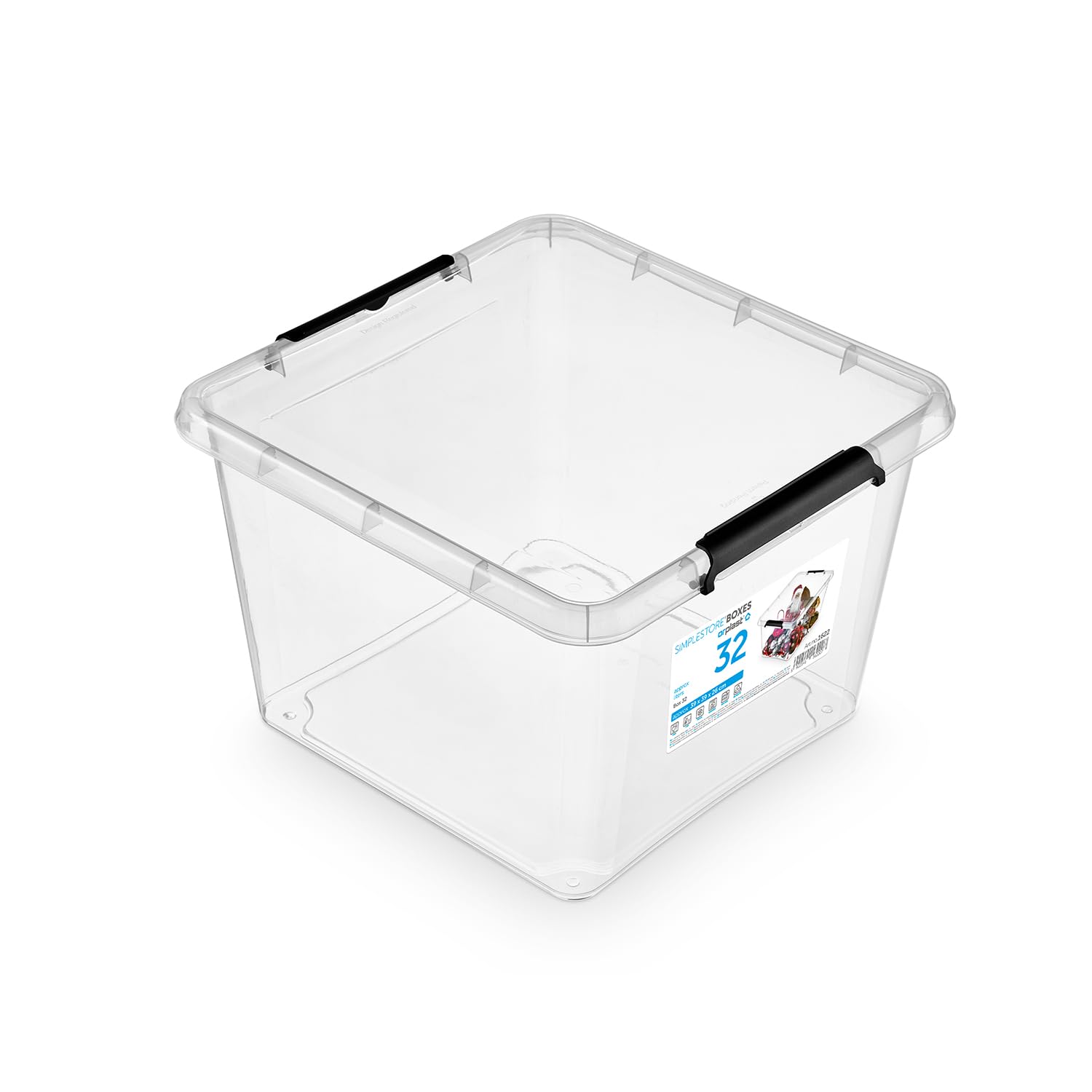 Aufbewahrungsbox mit Deckel, Aufbewahrungsbehälter, Stapelboxen, Kisten, Kunststoffbox 6-er Set, Boxen 32L, 39x39x26 cm