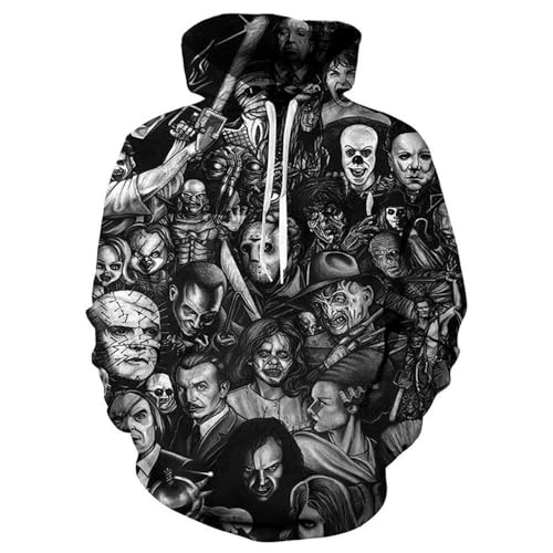 CHLOBLOM Horror Movie Cosplay Hoodie Scary Costume Novelty Jacket Sweatshirt (L Color 3)
