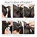 Ponytail Extension Human Hair Ponytail Extension For Black Women Clip In Ponytail Hair Extensions Wrap Around Long Ponytail Straight One Piece Hairpiece Hair(16 inch, Natural Black #1B)