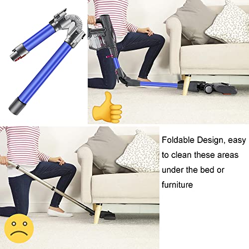 Italdos Teleskoprohr Faltbare Stange kompatibel mit Dyson V8 V10 V11 V7 V15 Aluminiumrohr mit Schnellverschluss für Reinigung unter Möbel Tisch Bett Sofa - Blau