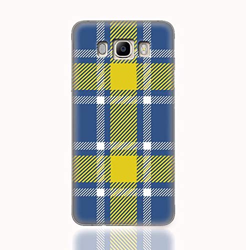 AMCSamsung Galaxy J5 2016 / J510F TPU Silicone Case with Blue and Yellow Plaid Fabric Design