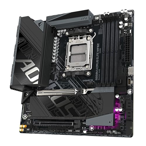 Image of GIGABYTE B850M AORUS Elite WIFI6E Motherboard - AMD Ryzen 9000 Series CPUs, 12+2+2 Phases Digital VRM, up to 8200MHz DDR5 (OC), 1xPCIe 5.0 + 1xPCIe 4.0 M.2, WiFi 6E, 2.5GbE LAN, USB 3.2 Gen 2