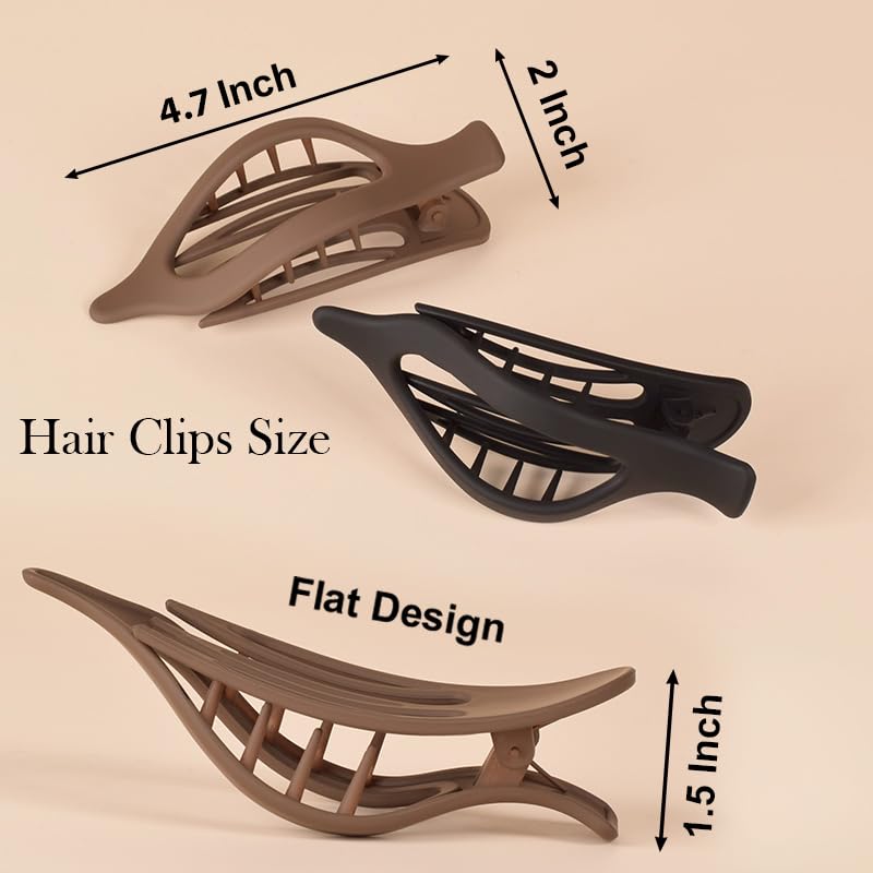 8 Pack French Flat Hair Clips for Women, Large Matte No Slip Claw Barrettes for Thick or Thin Hair,Strong Hold Flat Claw Clip for Girls thumbnail