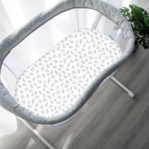 Image of Baby Bassinet Sheets 4 Pack Compatible with SNOO Smart Sleeper and UPPAbaby Bassinet, Ultra Soft & Skin-Friendly, Washer & Dryer, Grey