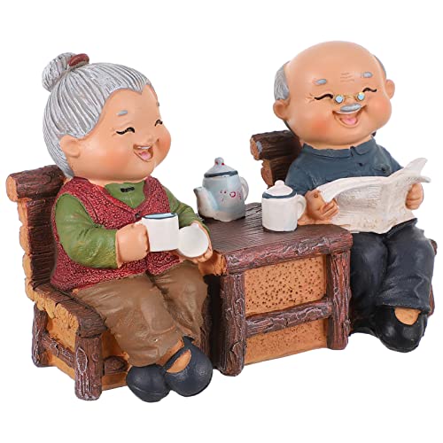 Figura pareja amorosa pareja ancianos decoración resina miniatura 1