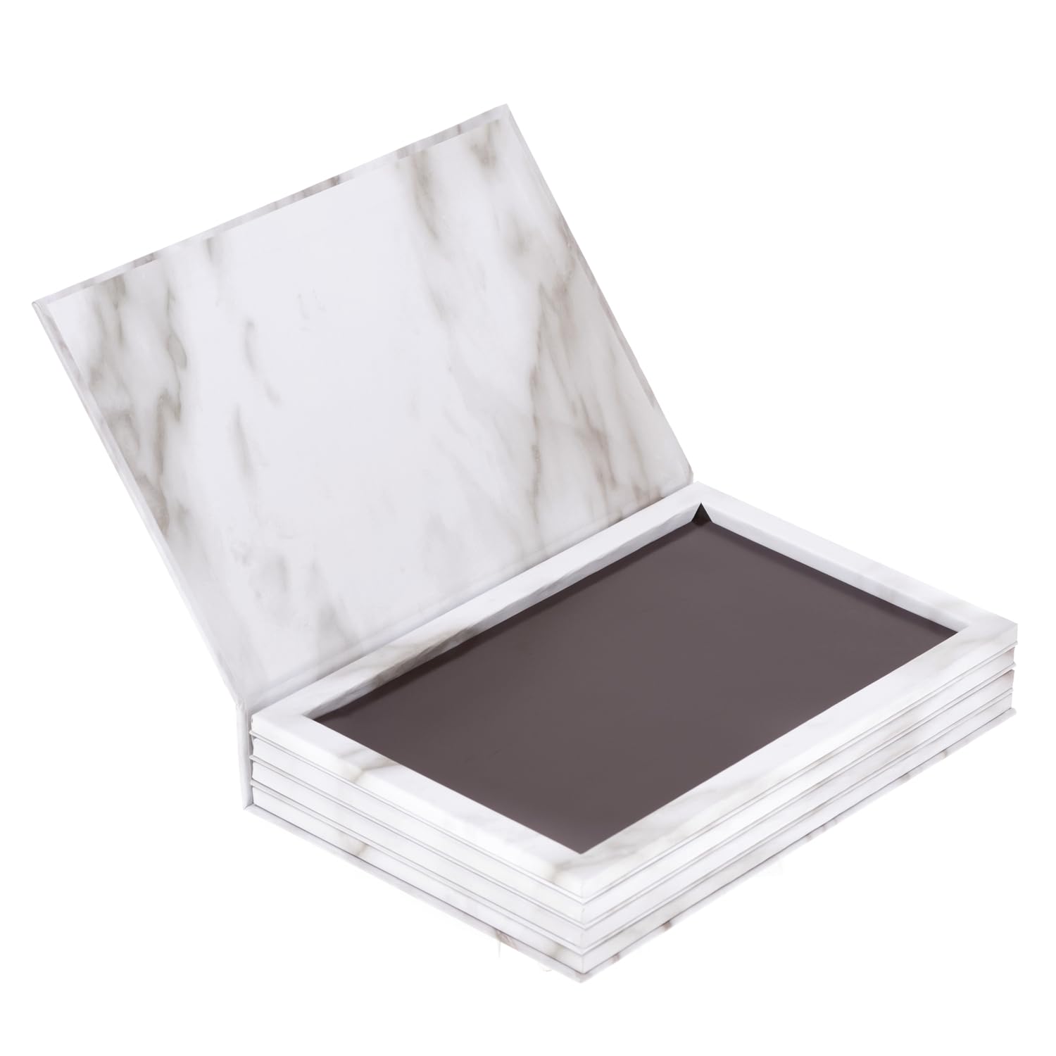 Allwon 4-Layer Book Shaped Marble Magnetic Palette Large Empty Makeup Palette Storage Box for Eyeshadow Lipstick Blush Powder (White)-image-43