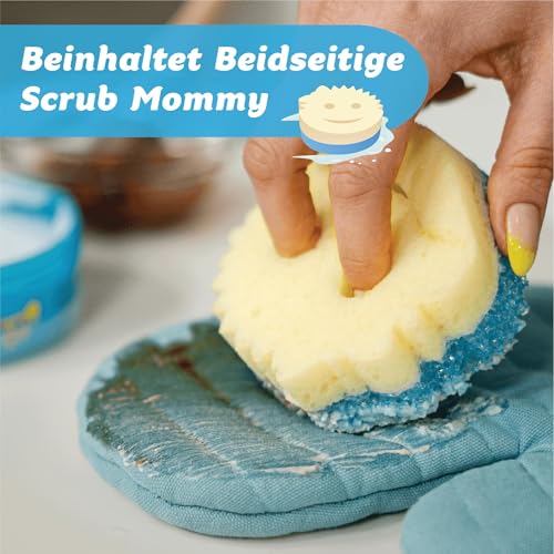 Scrub Daddy Powerase Gel Teppichreiniger und Fleckenentferner – für Kleidung, Teppich- und Polsterreiniger Sofa Paste für Leder, Autoteppich, Couch - Reisewaschmittel inkl. Scrub Mommy Schwamm