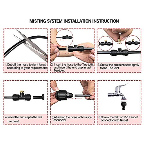 MOSINITTY 6 m/235.8 inch Misting Cooling System, Misting Line Water Misters voor Koeling Outdoor Terrassen Achtertuin… - Afbeelding 3