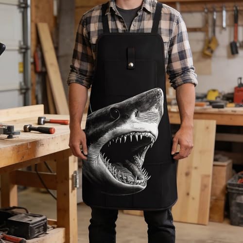 Delantal de trabajo Black Shark Head con 8 bolsillos ajustable miniatura 5