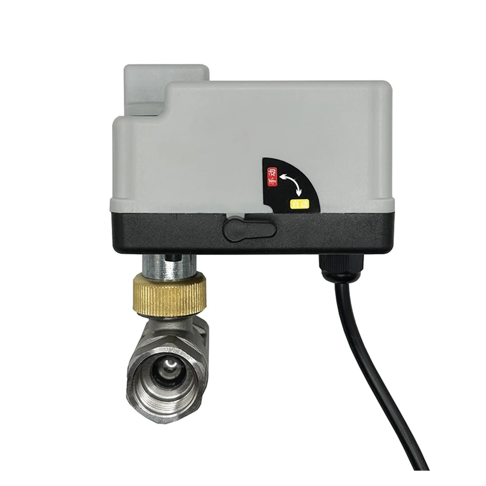 Valve motorisée Vanne à boisseau sphérique motorisée en acier inoxydable 1/2" avec interrupteur manuel 220 V, vanne à boisseau sphérique électrique à trois fils et deux points(220VAC)