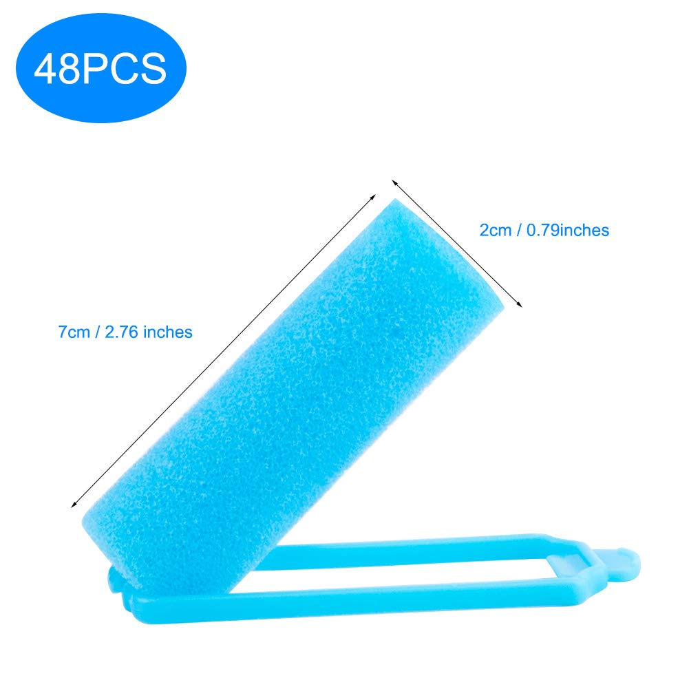 WXJ13 48 Pieces 2cm Foam Sponge Hair Rollers Sponge Border Curl Artifact Not Hurt Hairdressing Tools and 1 Storage Bag