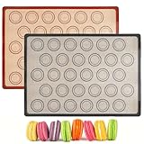 2 Pezzi Tappetino Silicone per Amaretti,Tappetino da Forno Riutilizzabile in Silicone Macaron, Tappetini da Forno in Silicone per Macaron