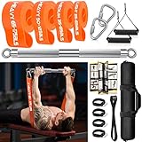 DASKING Fitnessbänder Widerstandsbänder Krafttraining mit Stange, Klimmzug Bänder Set mit 2 Resistance Bands, 58cm Fitness Bar, Griffe für Fitnessbänder - Fitnessgeräte für Zuhause, Home Gym Sports