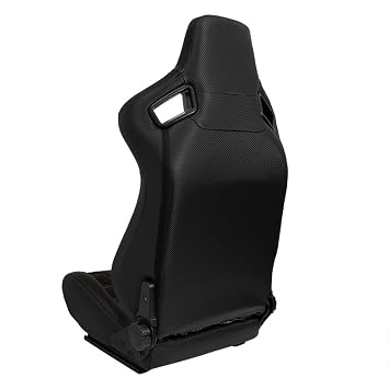 AutoStyle Sport seat 'GT' - Black Synthetic leather + Fabric in Red checkered pattern + Red stitching - Dual-side reclinable back-rest - incl. slides