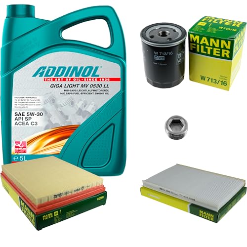 Juego de filtros de 5 litros de aceite para motor GIGA LIGHT MV LL 5W-30, filtro de aceite, filtro de aire, tornillo de cierre