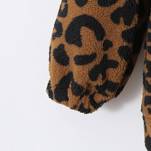Boys Girls Hoodies Autumn Winter Toddler Boys Girls Long Sleeve Leopard Fleece Hoodie Tops with (Brown, 2-3 Years)2