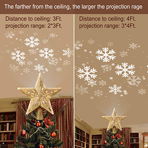 Brightown Christmas Star Tree Topper With Built-In Led Snowflake Projector Lights Hollowed Pentagram Tree Topper,Plug In Christmas Tree Ornament For Indoor Office Xmas New Year Holiday Tree Decoration thumb #1