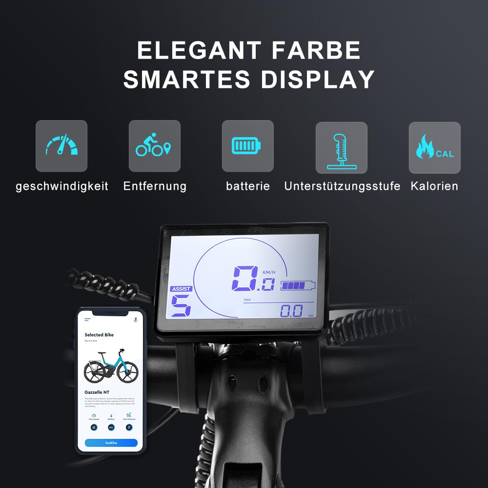 27M204 E-Bike, Elektrofahrrad 27.5'' Trekkingrad E-Cityrad mit 36V 13Ah Lithium-Akku für Lange Reichweite bis 100KM, 250W Motor, EU-konformes mit App