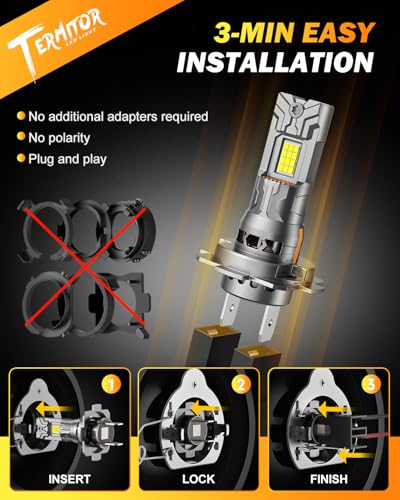 Image of Ursprung 2026 Brightest-Gen H7 Bulbs, 130000LM Ultra Brightness, 1:1 OEM Size Plug & Play, No Adapter Needed, CANBUS Ready for H7 Light Bulbs, 10 Years Long Lifespan, IP68 Waterproof, Pack of 2